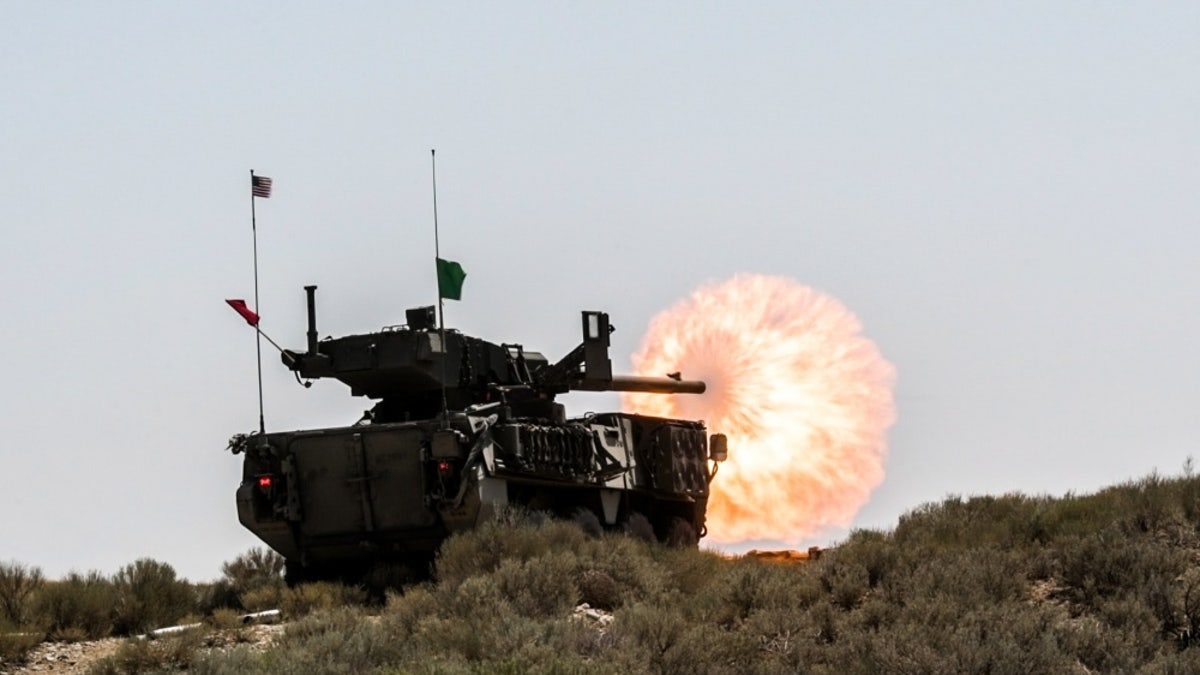 Military repairs done in the field rely on contractors who can take over 200 days to fix equipment. FILE: An M1128 Stryker Mobile Gun System, with 1st Squadron, 82nd Cavalry Regiment, Oregon Army National Guard, shoots it’s 105mm cannon during a live-fire exercise during the squadron’s annual training, July 26, 2018, at Orchard Combat Training Center near Boise, Idaho.