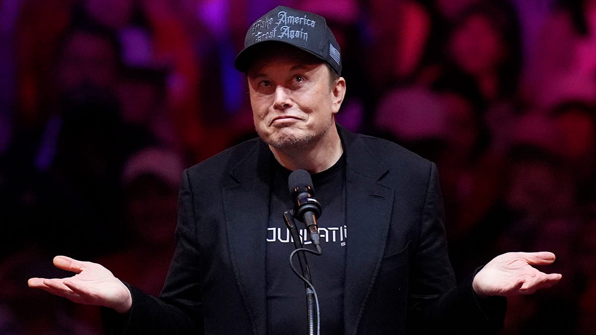 Elon Musk speaks before Republican presidential nominee former President Donald Trump